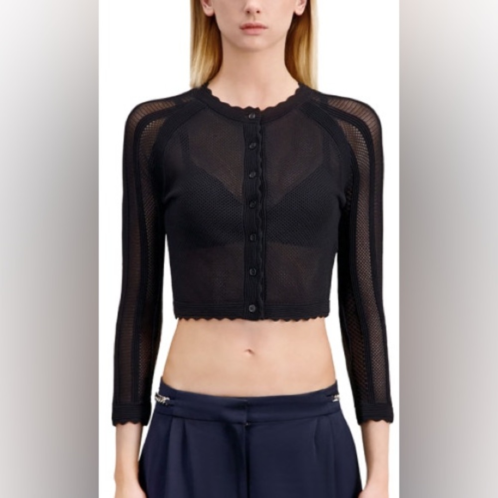 The Kooples Romantic Mixed Knit Cropped Cardigan size XS